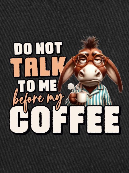 Grumpy donkey with coffee