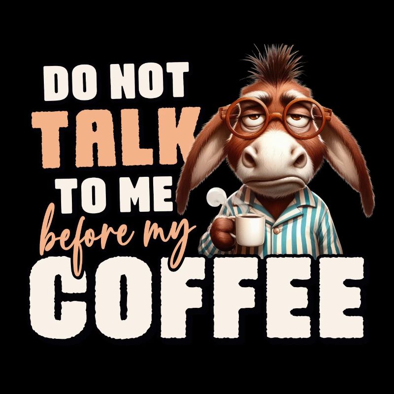 Grumpy donkey with coffee
