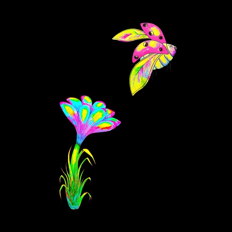 Ladybug flower hand drawn design