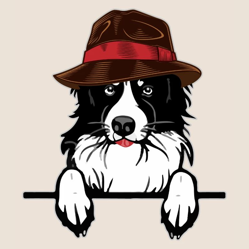 Shepherd dog border collie dog with hat gift idea