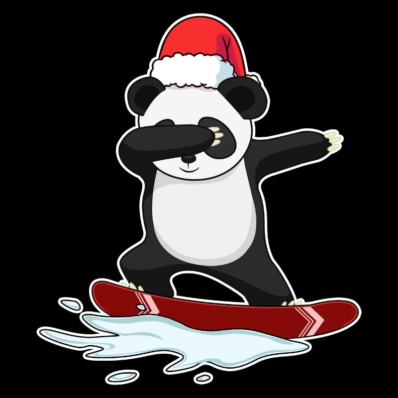 panda christmas snowboard polar bear snowboarding