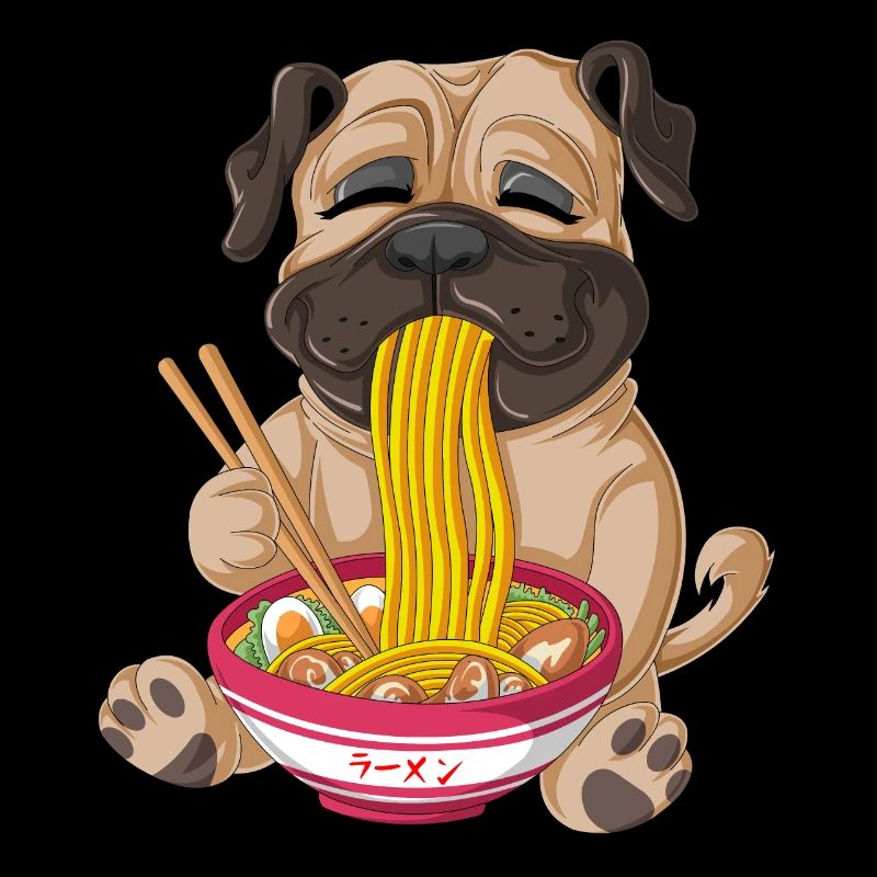 Mops isst Ramen