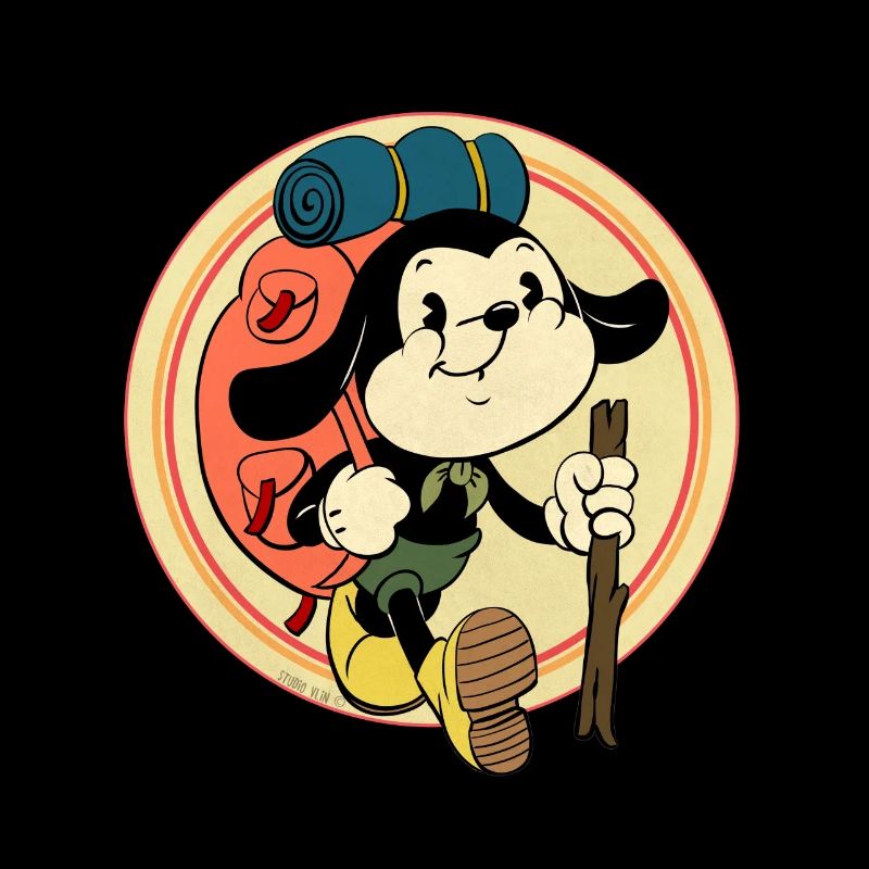 dessin animé vintage backpacker