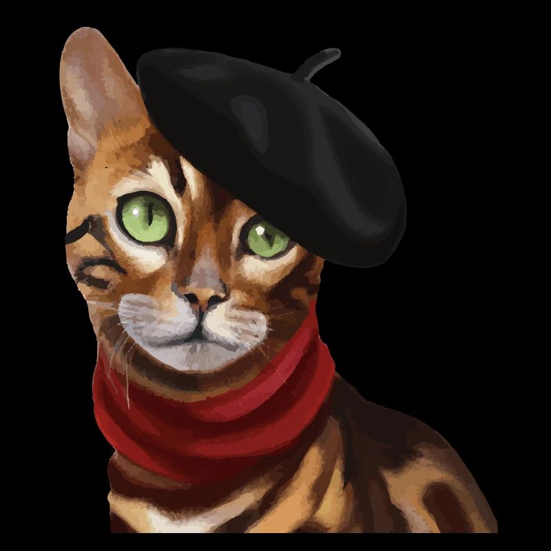 Chat Bengale avec casquette et écharpe
