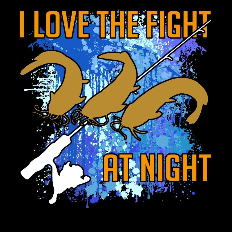 Poisson-chat Silhouette de poisson-chat Canne à pêche et éclaboussures de couleur