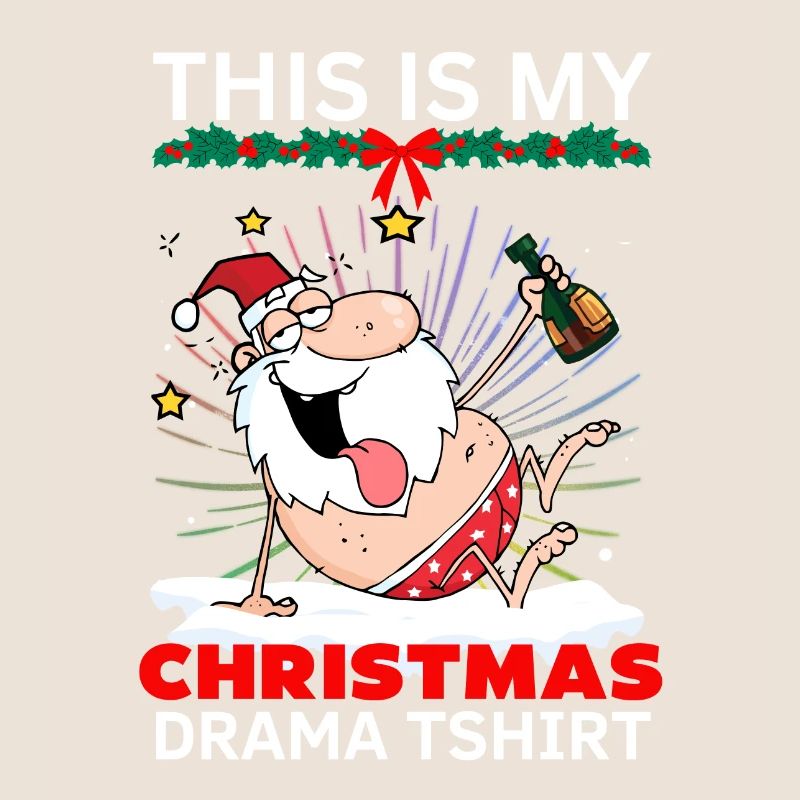 Weihnachten tshirt- Weihnachtsmann mit Bier