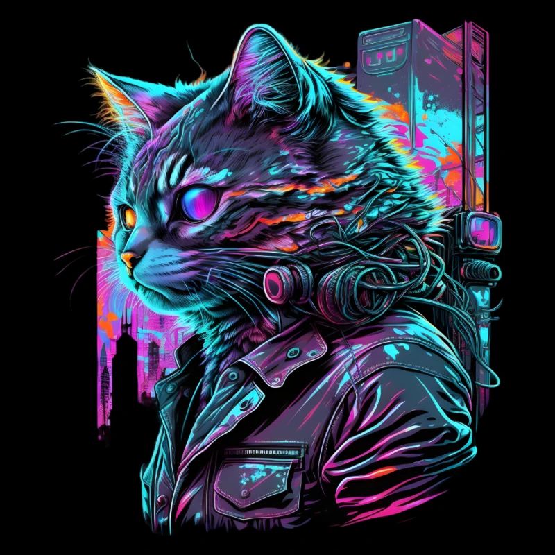 Synthwave Cat Cats 80s Cadeau