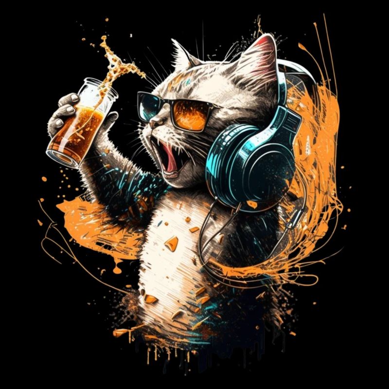 Coole Partykatze mit Bier
