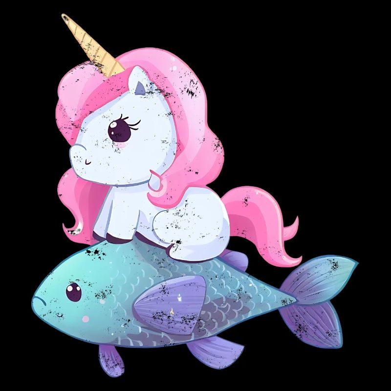 Unicorn rides on fish