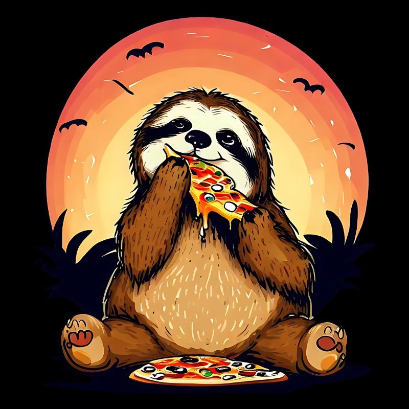 Pizza sloth in the sunset
