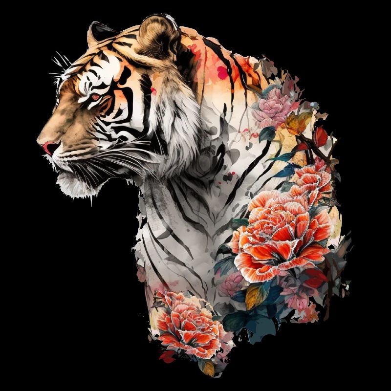 Tigre aux fleurs
