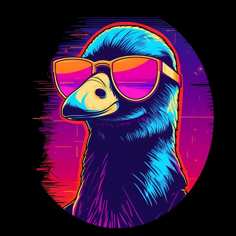 Synthwave Bird with Glasses