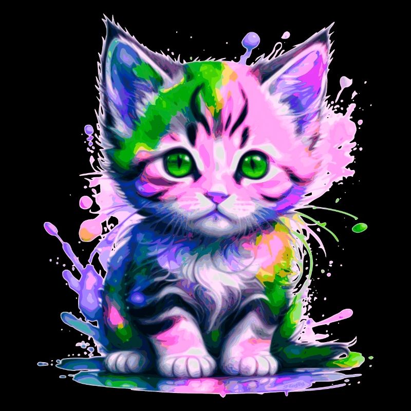 Chaton rose-vert
