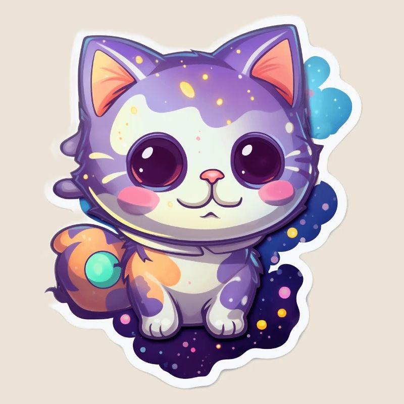 Mignon chat de dessin animé flottant dans l’espace