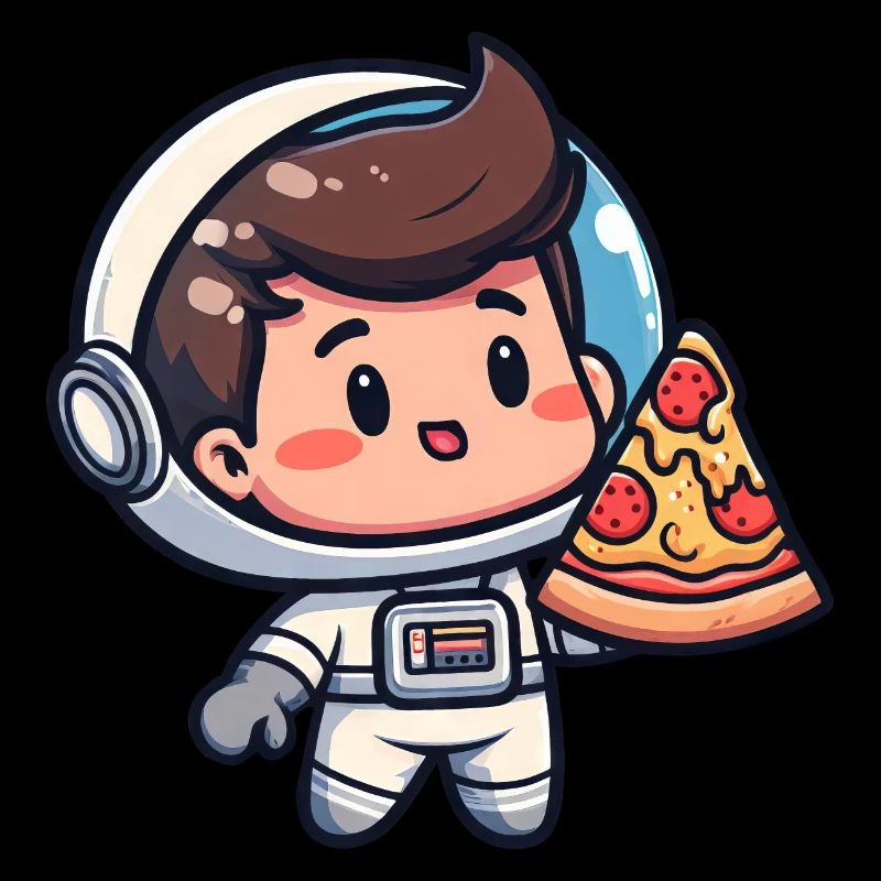 Astronaut mit Pizza