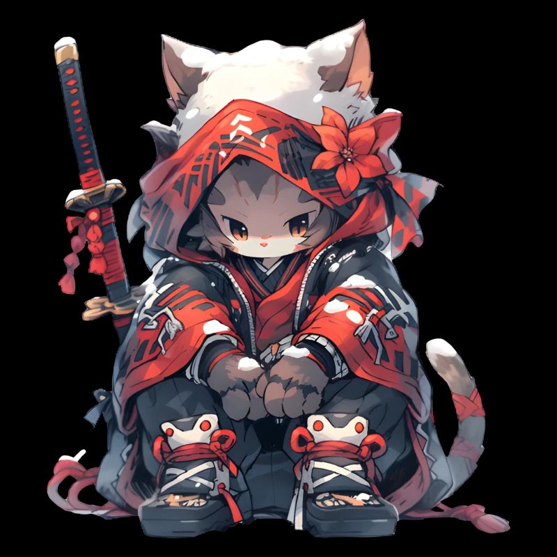 Chat samouraï mignon