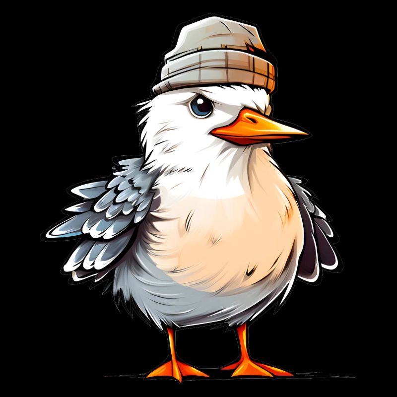 Coole Möwe mit Mütze
