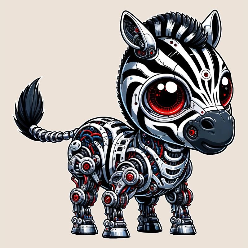 Cyborg Zebra : Robot aux yeux rouges