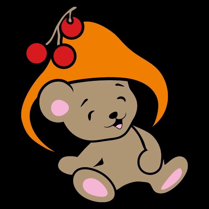 Drôle de bébé ours avec chapeau champignon