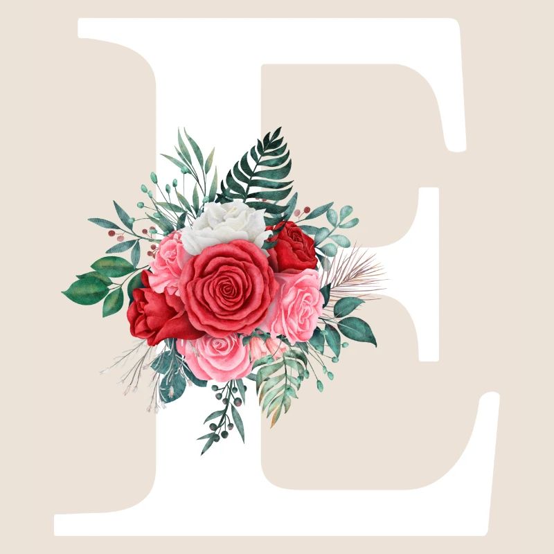 Red Floral Letter E