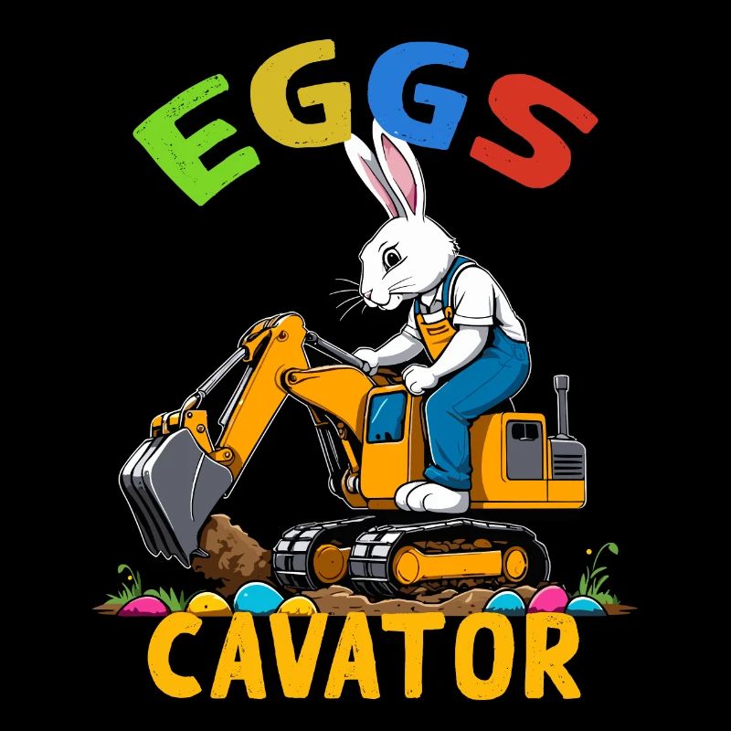 Funny Easter Saying Easter Bunny Excavator Driver