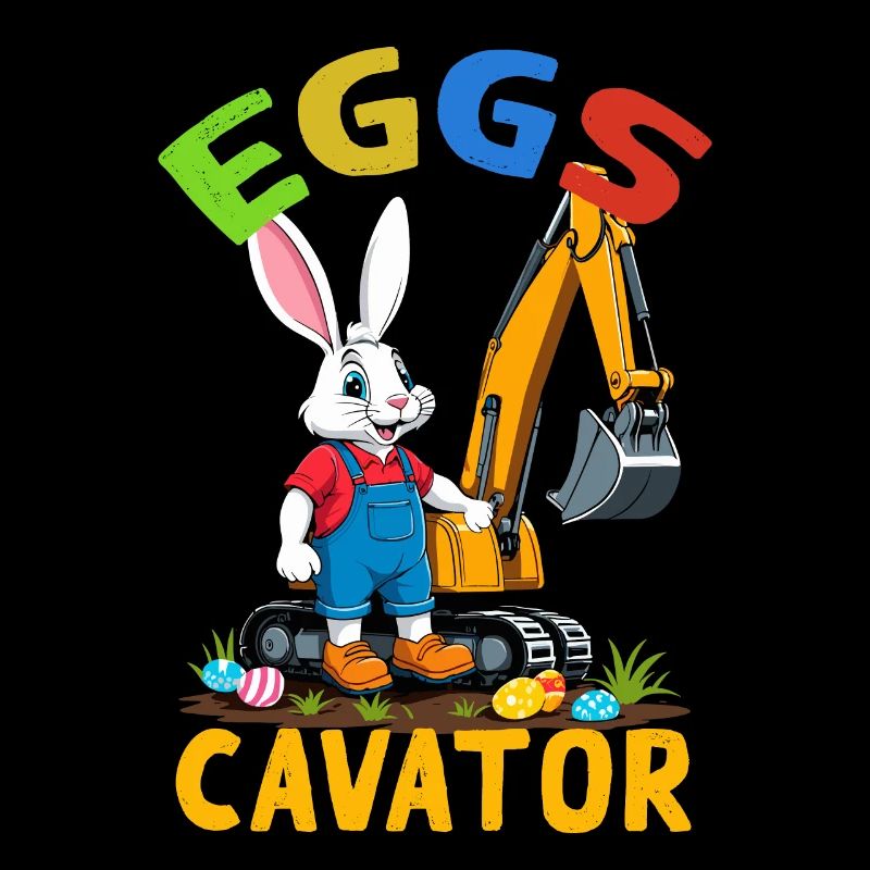 Funny Easter Saying Easter Bunny Excavator Driver