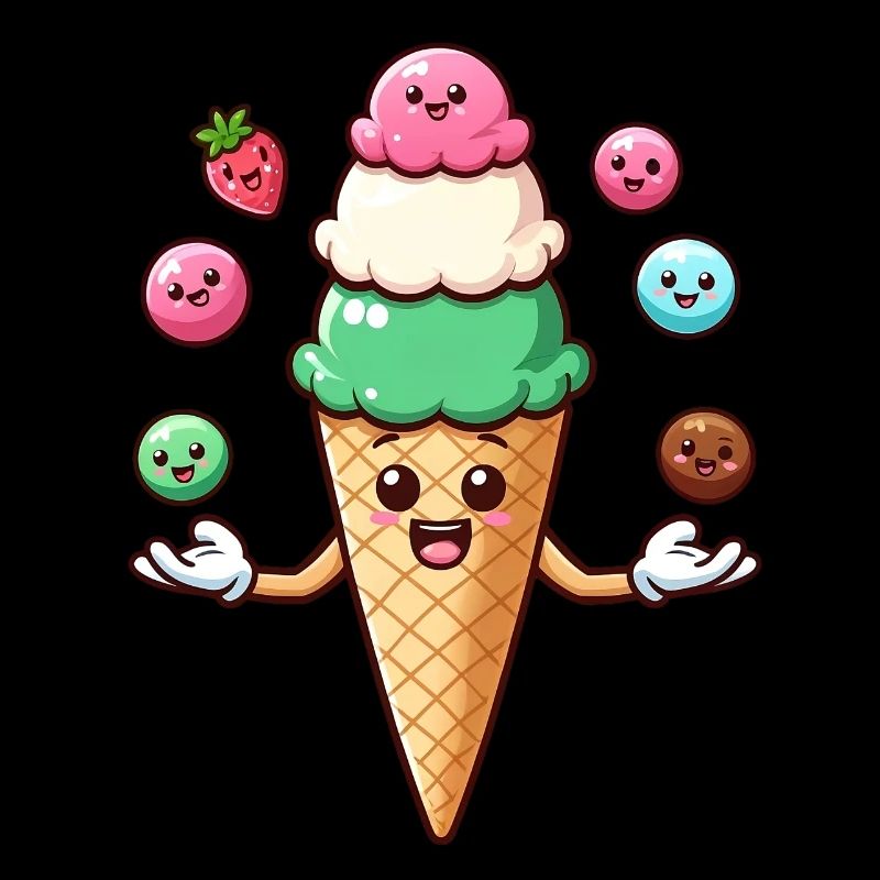 Crème glacée Crème glacée Cornet Kawaii Funny Summer Sundae