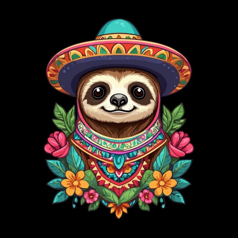 Sloth Sugar Skull Mexico Aesthetic Design