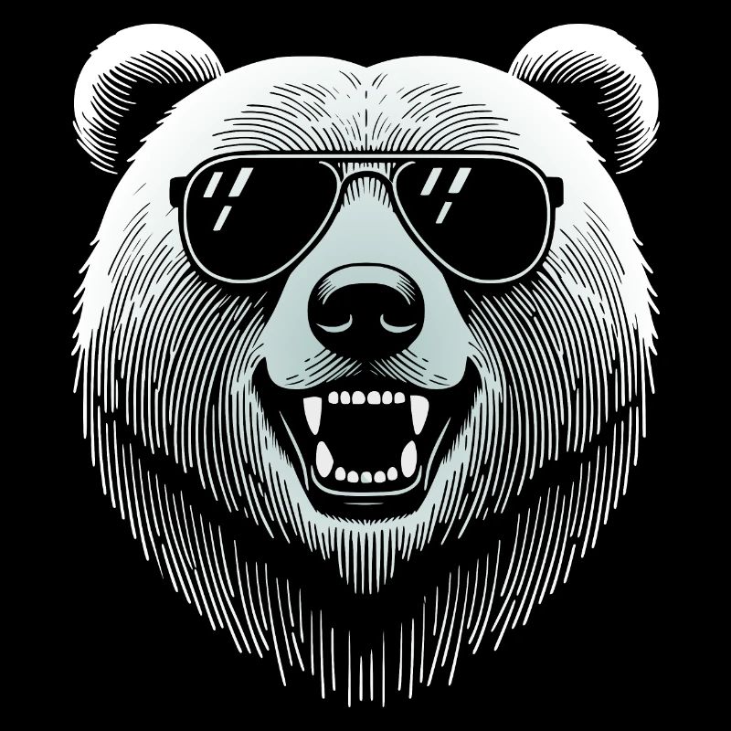 Tête ours cool avec lunettes de soleil