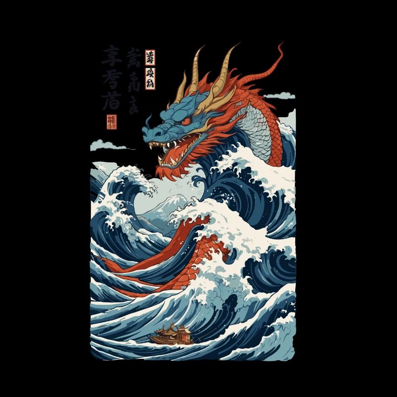 Vintage Ukiyo-E Stil Japanische Drachen Kunst