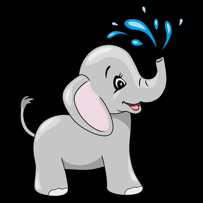 Cute baby elephant bathing