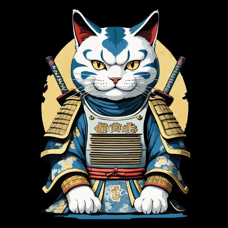 Samurai Katze Japanisches Samurai Kunstwerk Design