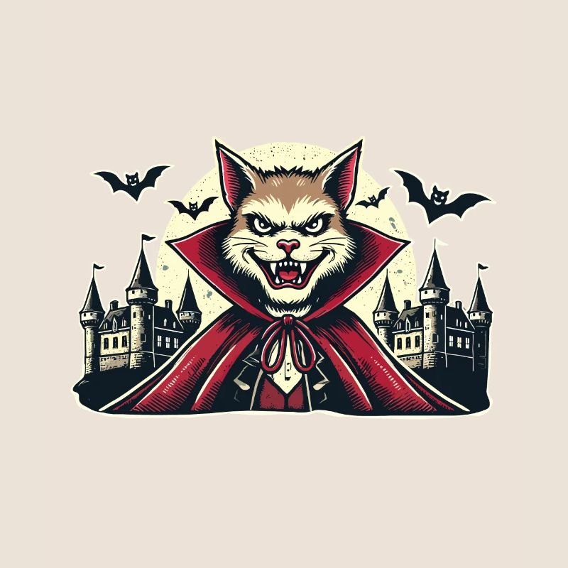 Chat vampire Chat d’Halloween mignon drôle