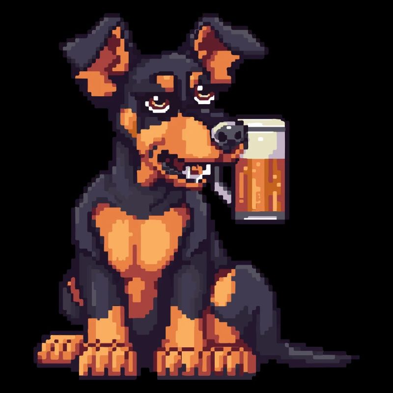 Doberman chien bière pixel