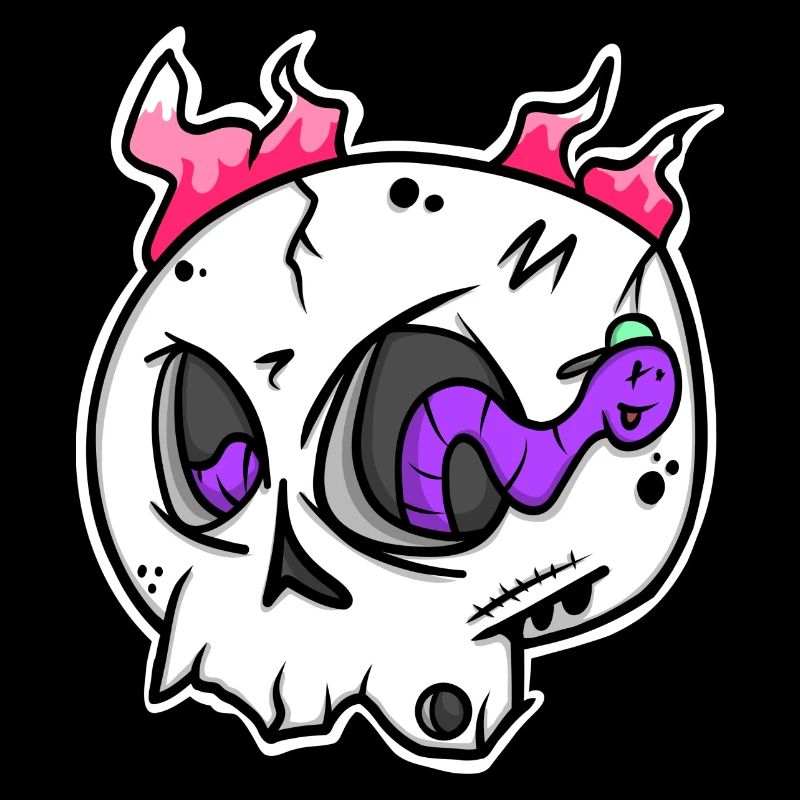 Skull & Worm : Crâne coloré avec une touche d’originalité !