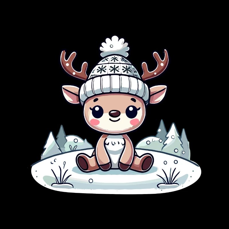 Mignon renne dans la neige Noël