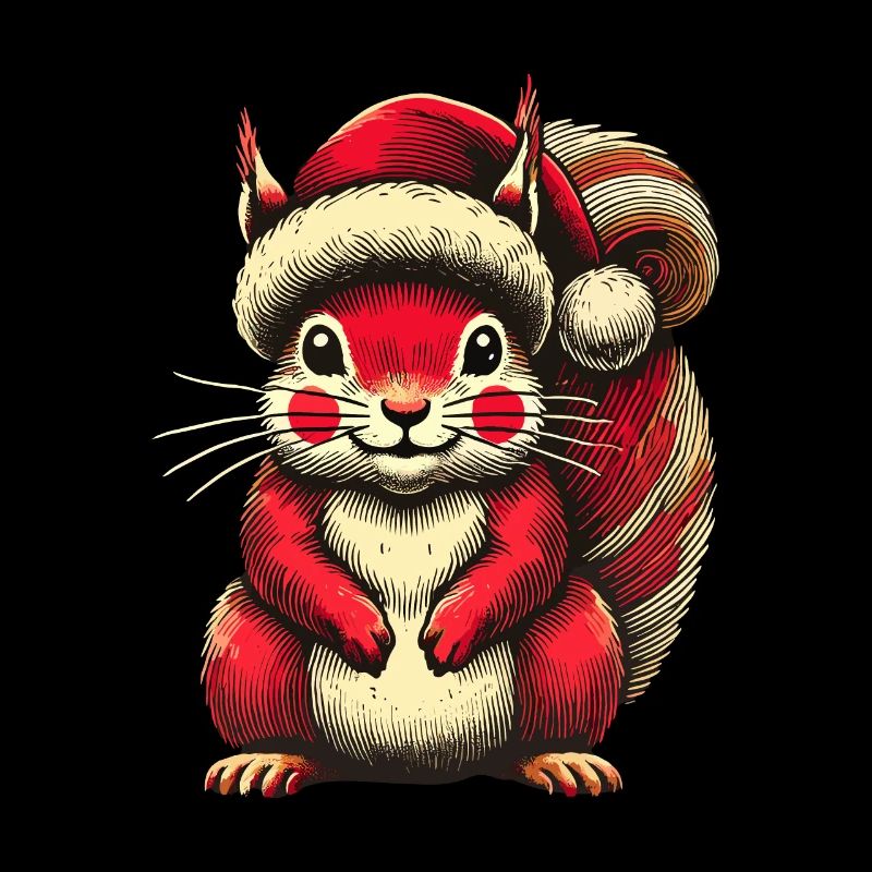 Écureuil mignon avec chapeau de Noël