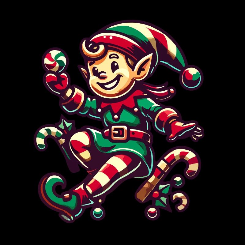 Joyeux lutin de Noël avec canne à sucre