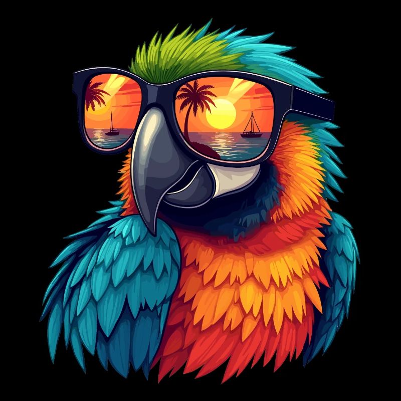 Perroquet avec des lunettes de soleil