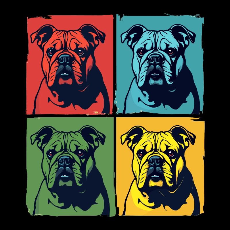 A bulldog with a pop art style