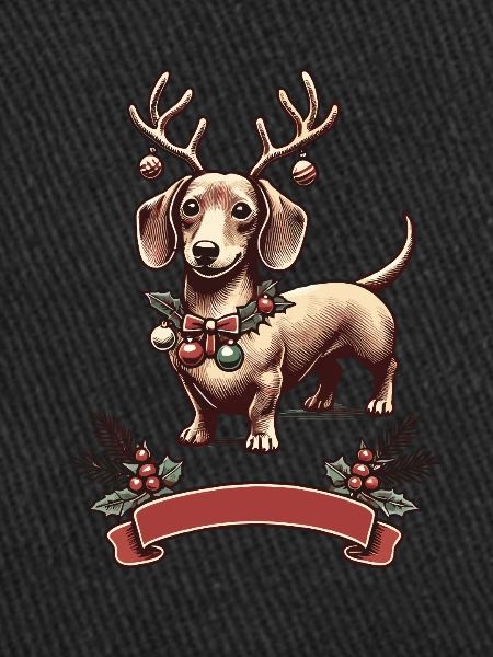 Teckel de Noël avec bois