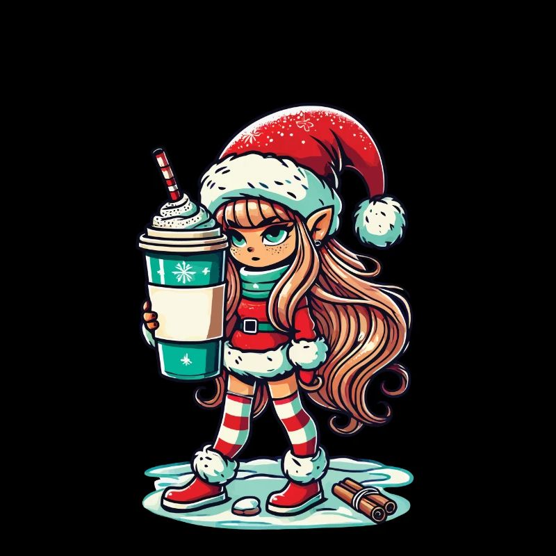 Christmas gnome with coffee