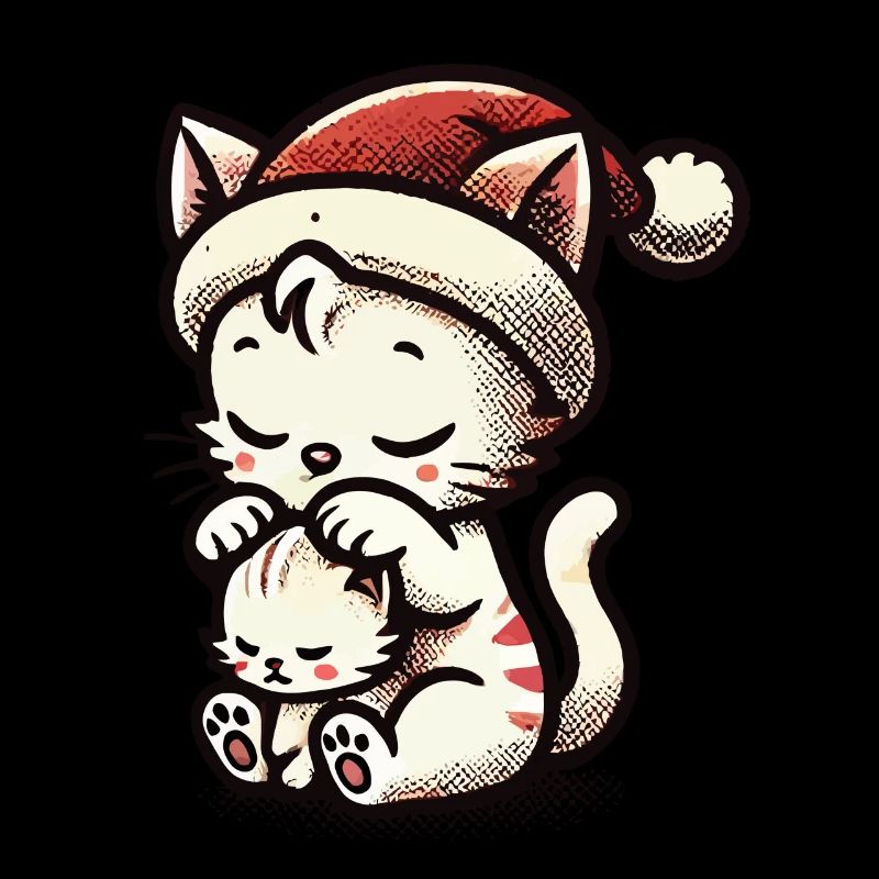 Chats mignons Noël avec chapeau