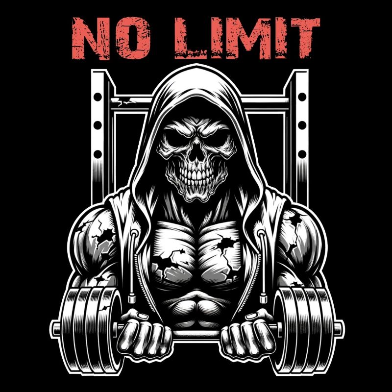 Crâne de musculation No Limit Workout avec haltère