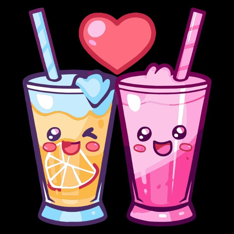 Cocktail Couple Love Heart Comic