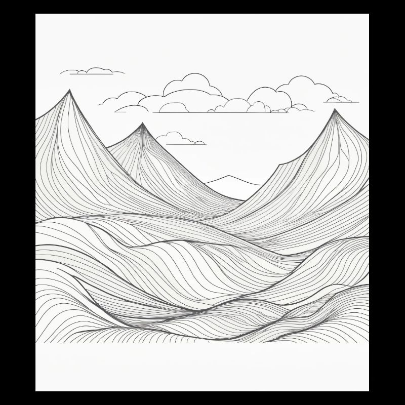 Berglandschaft im Linienstil