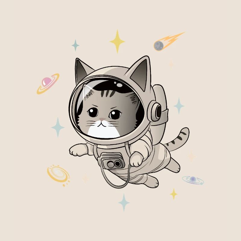 Chat astronaute dans l’espace