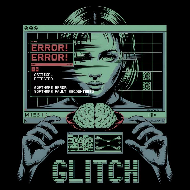 Error Glitch - T-shirt graphique futuriste