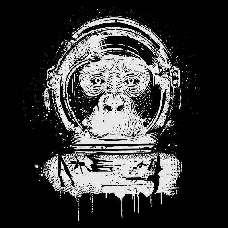 Chimpanzé avec casque d’astronaute dans le style graffiti