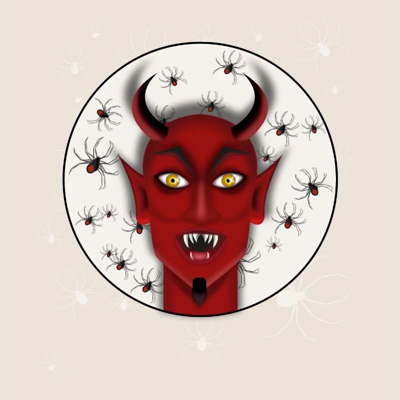 Roter Dämon mit Spinnen